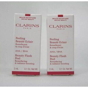 Lot (2) Clarins Beauty Flash Peel travel mini 0.1 oz SET AHA BHA Mini Sample